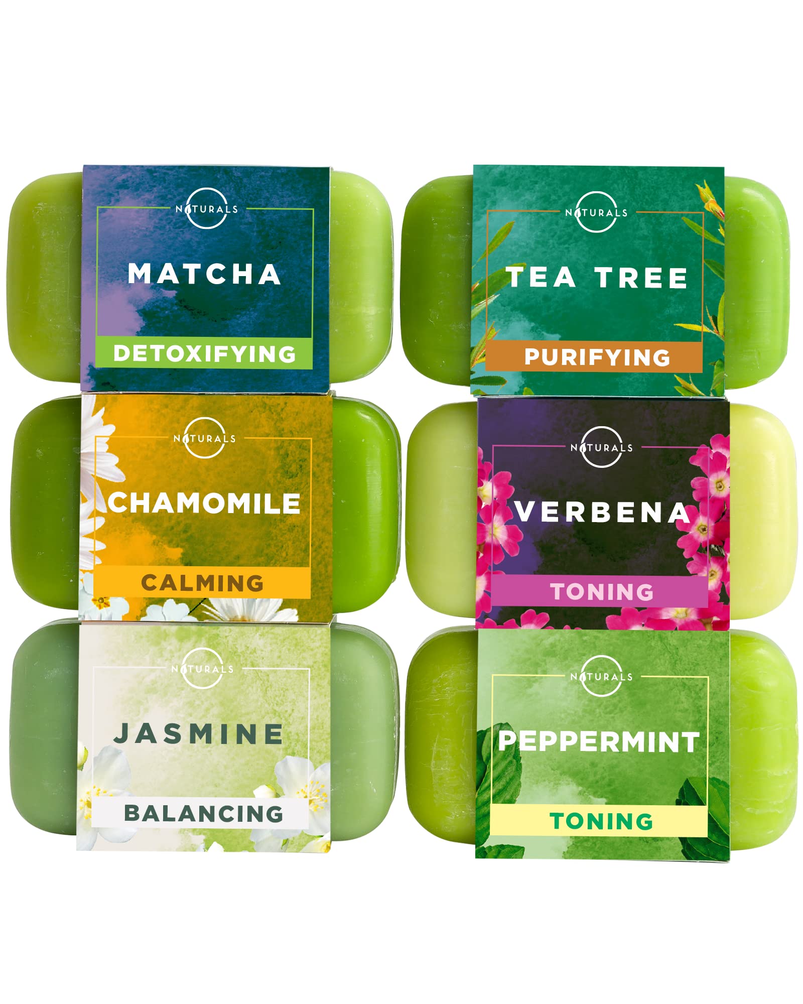 O NATURALS 100% Natural Bar Soap Gift Set – Green Tea Collection with Organic Oils & Essential Oils
