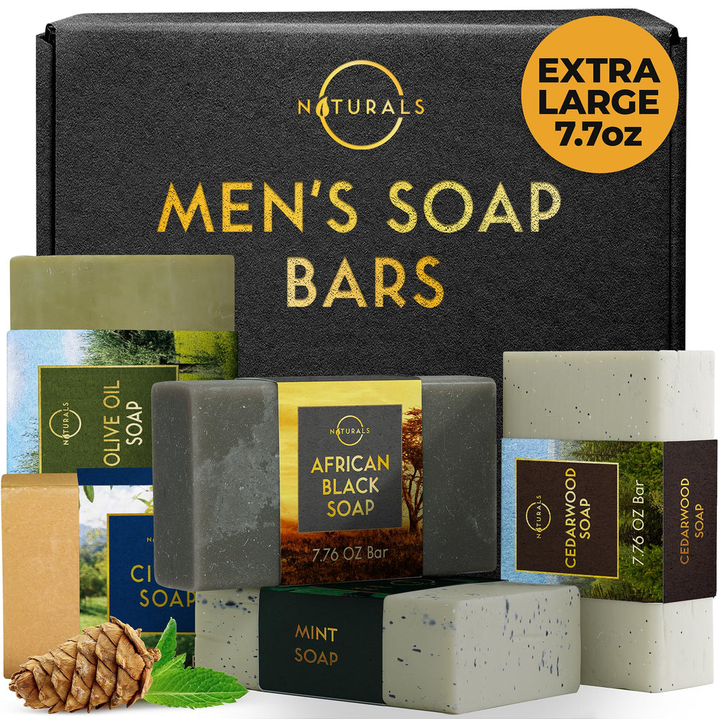 O Naturals 5PC Men's Soap Gift Set – Organic Exfoliating Bars for Men