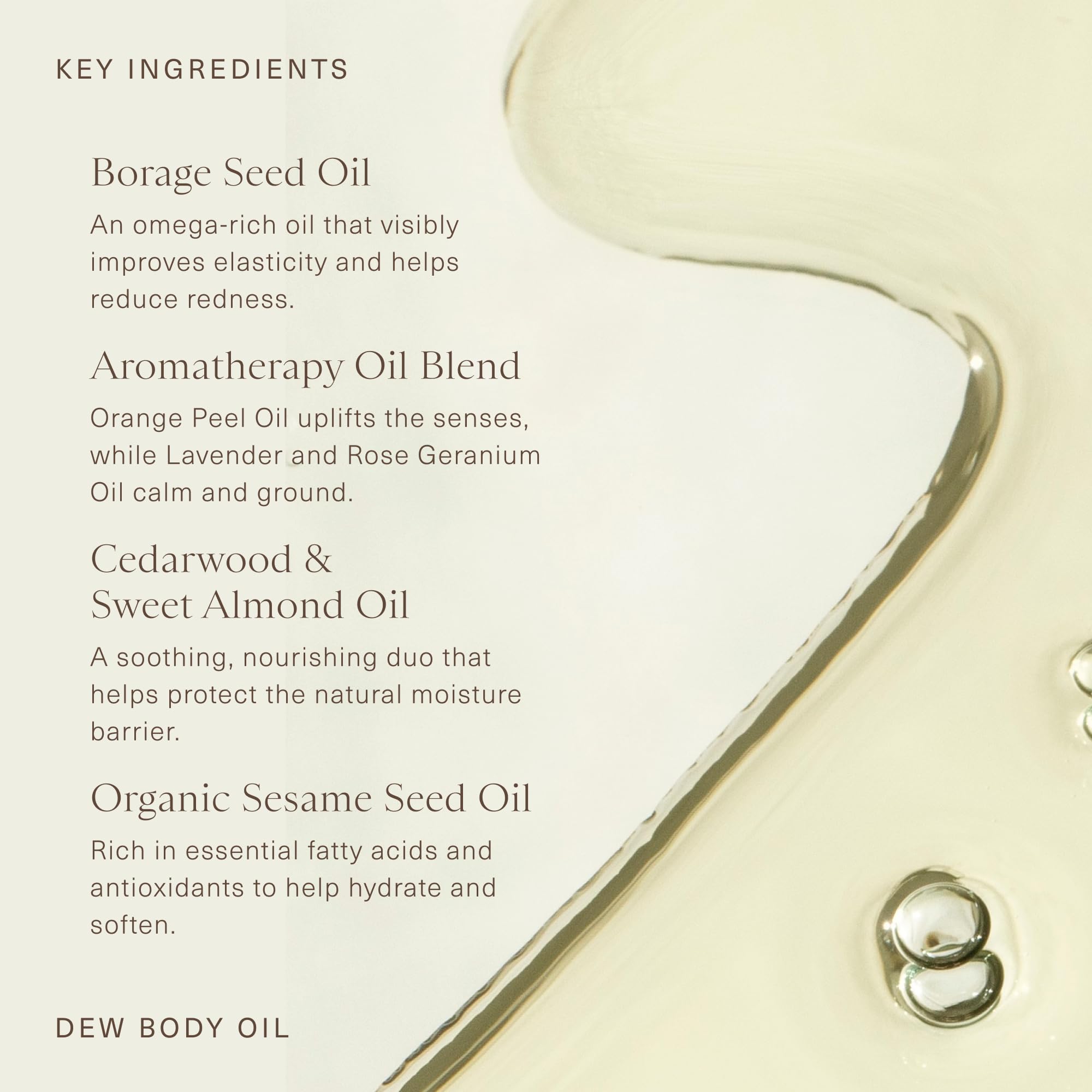Oak Essentials Dew Body Oil | Fast-Absorbing Hydration with Borage Seed & Cedarwood