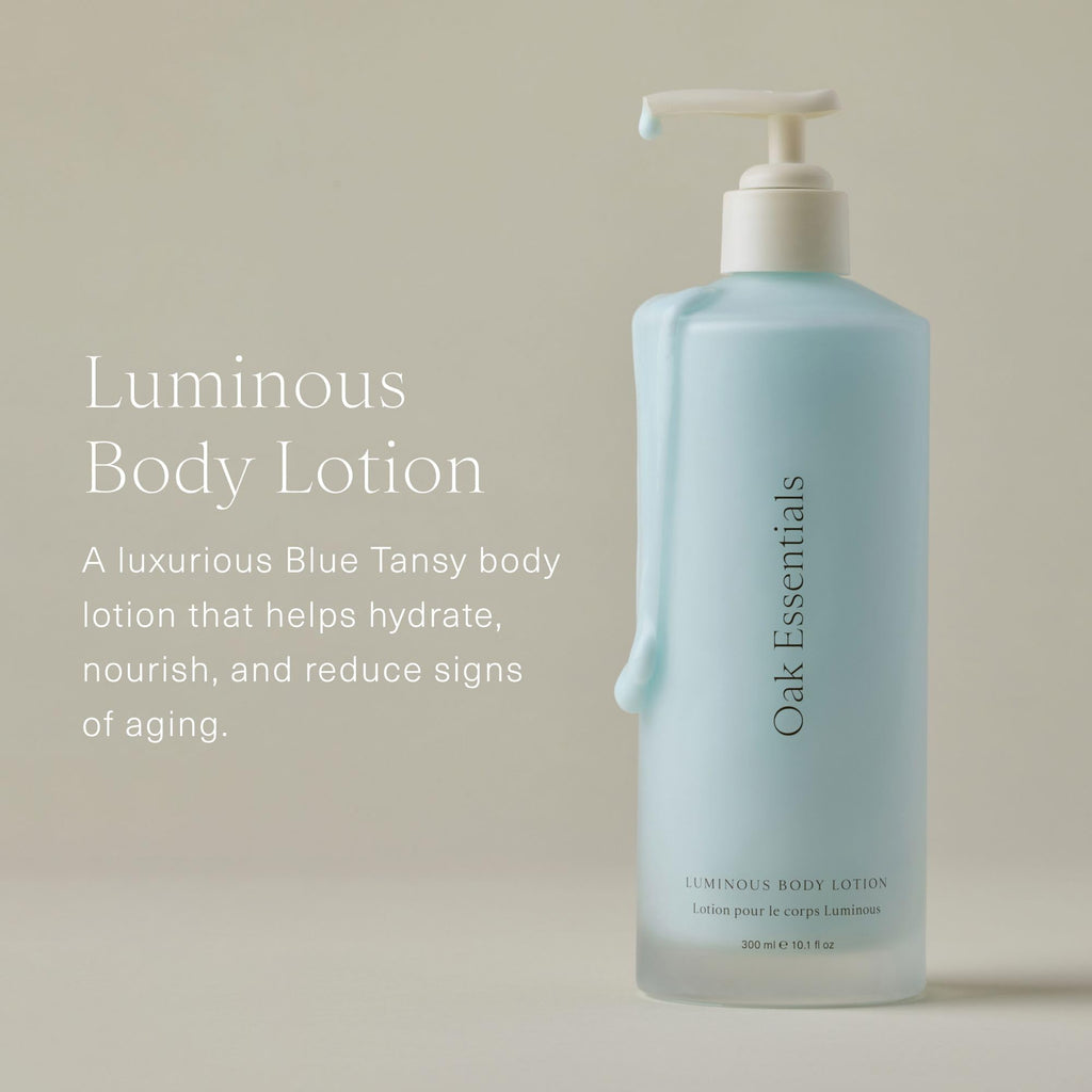 Oak Essentials Luminous Body Lotion | Hydrating Blue Tansy, Rose Oil, Turmeric, Shea Butter & Coconut Oil