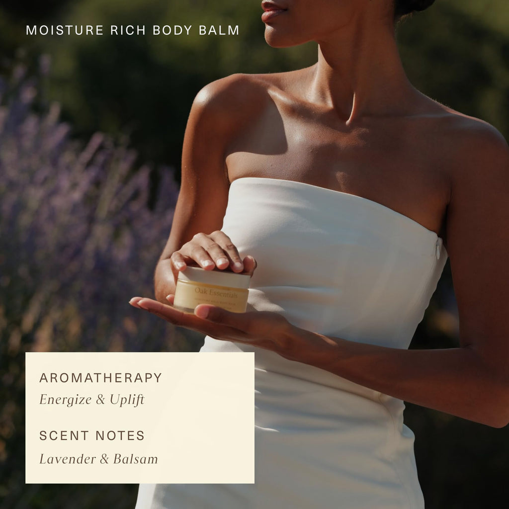 Oak Essentials Moisture Rich Body Balm | Ultra-Hydrating Cream with Sea Buckthorn Oil, Cocoa Butter & Coconut Oil (5.3 oz)