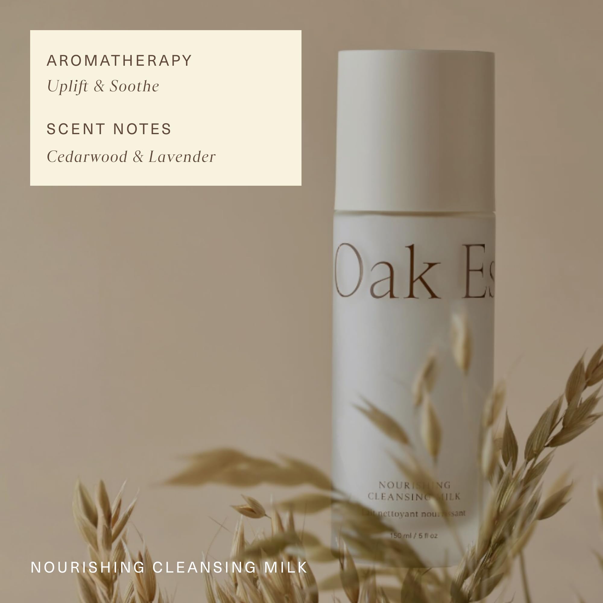 Oak Essentials Nourishing Cleansing Milk – Gentle Makeup Remover with Oat Amino Acids, Rice Bran & Rosemary