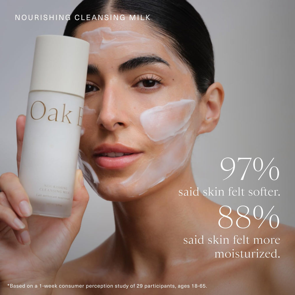 Oak Essentials Nourishing Cleansing Milk – Gentle Makeup Remover with Oat Amino Acids, Rice Bran & Rosemary
