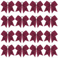OAOLEER 16-Pack 8-Inch Maroon Cheer Bows with Ponytail Holders – Handmade Team Accessories