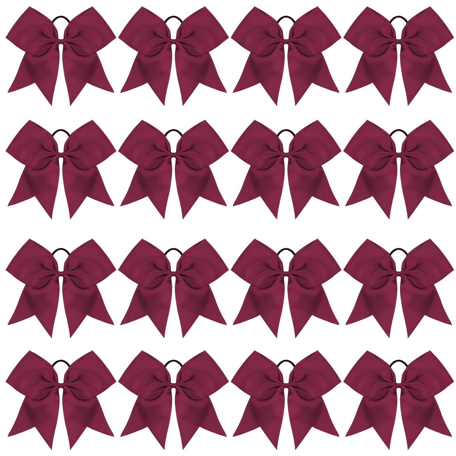 OAOLEER 16-Pack 8-Inch Maroon Cheer Bows with Ponytail Holders – Handmade Team Accessories