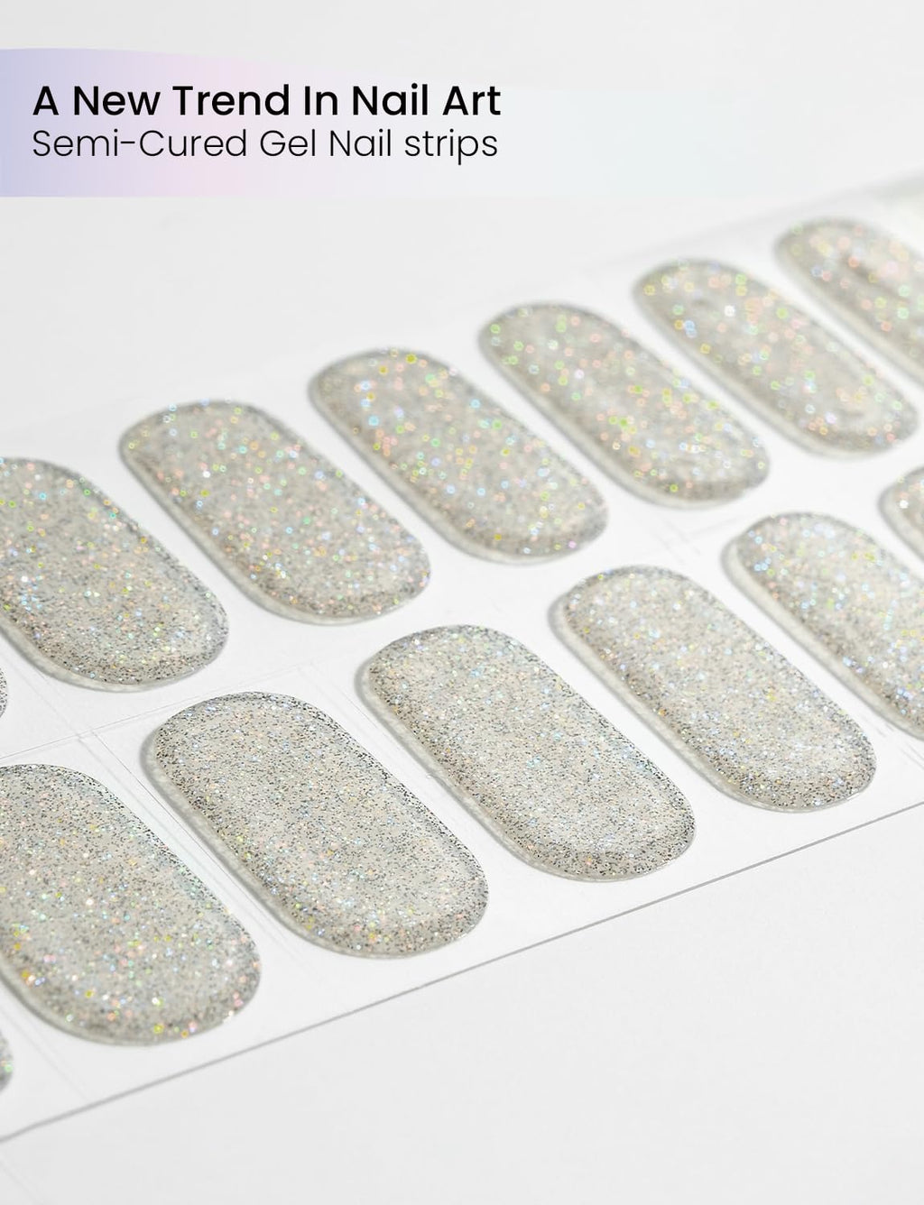 Oauee Semi Cured Gel Nail Strips – Built-In Gel Top Coat, UV Required, Starry Glow