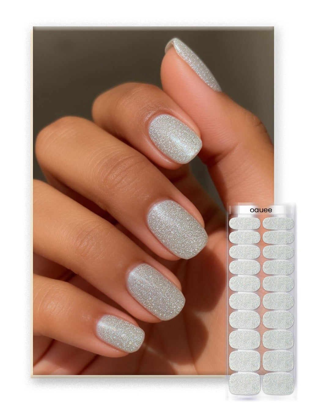 Oauee Semi Cured Gel Nail Strips – Built-In Gel Top Coat, UV Required, Starry Glow
