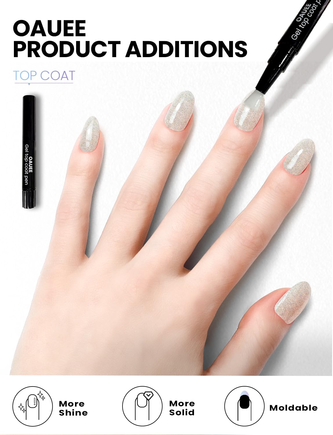 Oauee Semi Cured Gel Nail Strips – Built-In Gel Top Coat, UV Required, Starry Glow