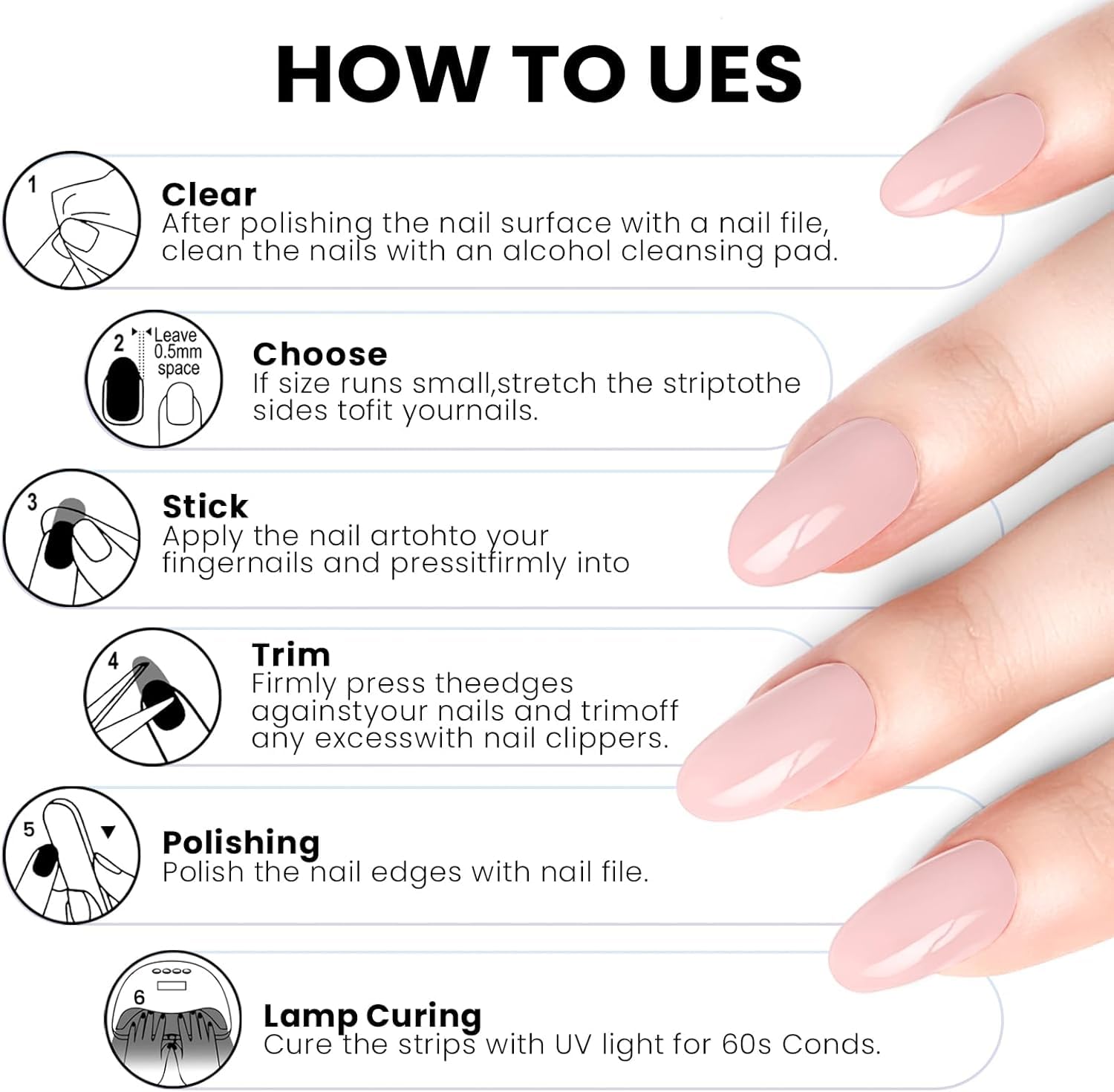OAUEE Sunset Nectar Semi-Cured Gel Nail Strips | Built-In Gel Top Coat | UV Light Required