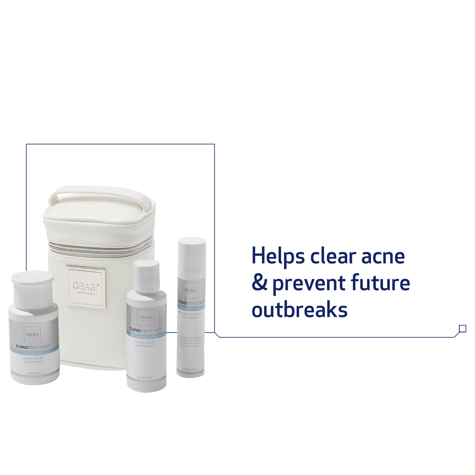 Obagi CLENZIderm M.D. Therapeutic System – 3 Step Acne Treatment with 2% BHA Cleanser, 2% BHA Toner, 5% BPO