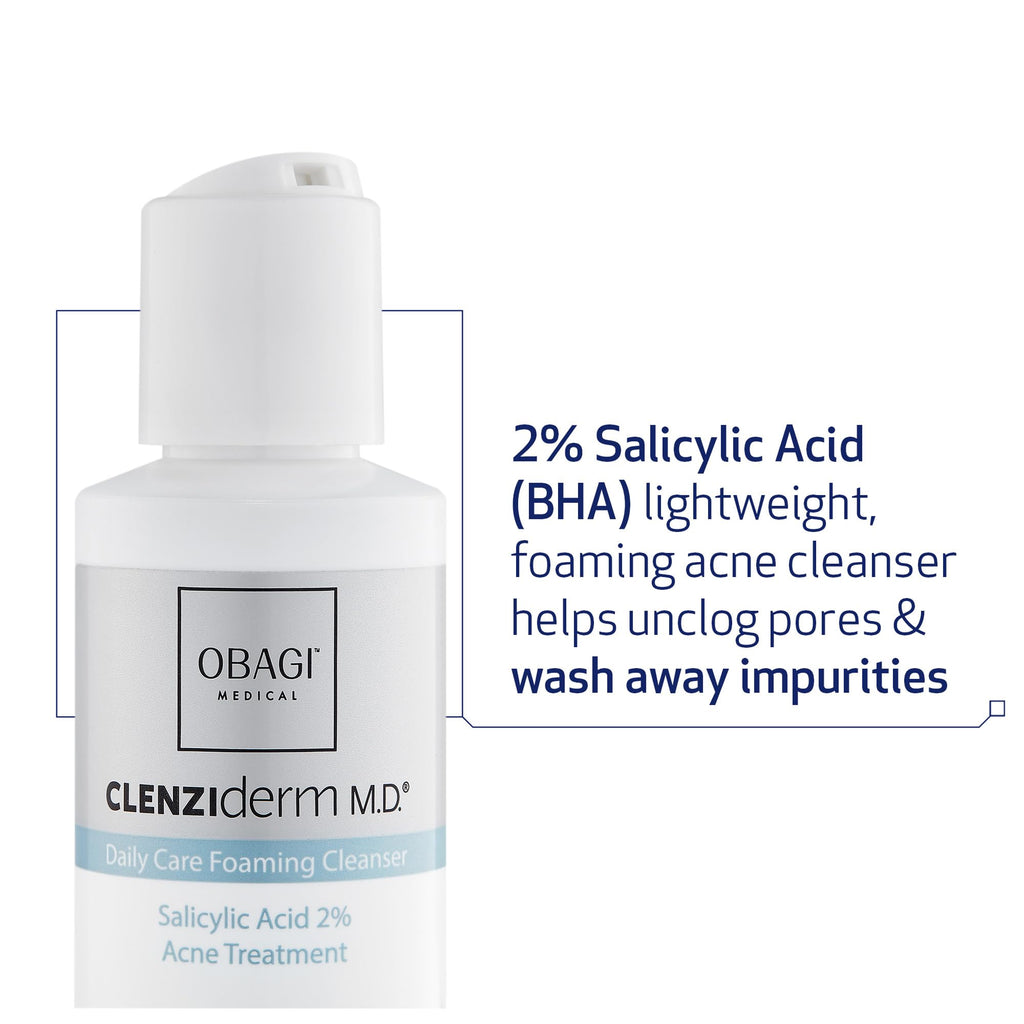 Obagi CLENZIderm M.D. Daily Care Foaming Acne Cleanser – 2% Salicylic Acid (BHA) for Clearer-Looking Skin
