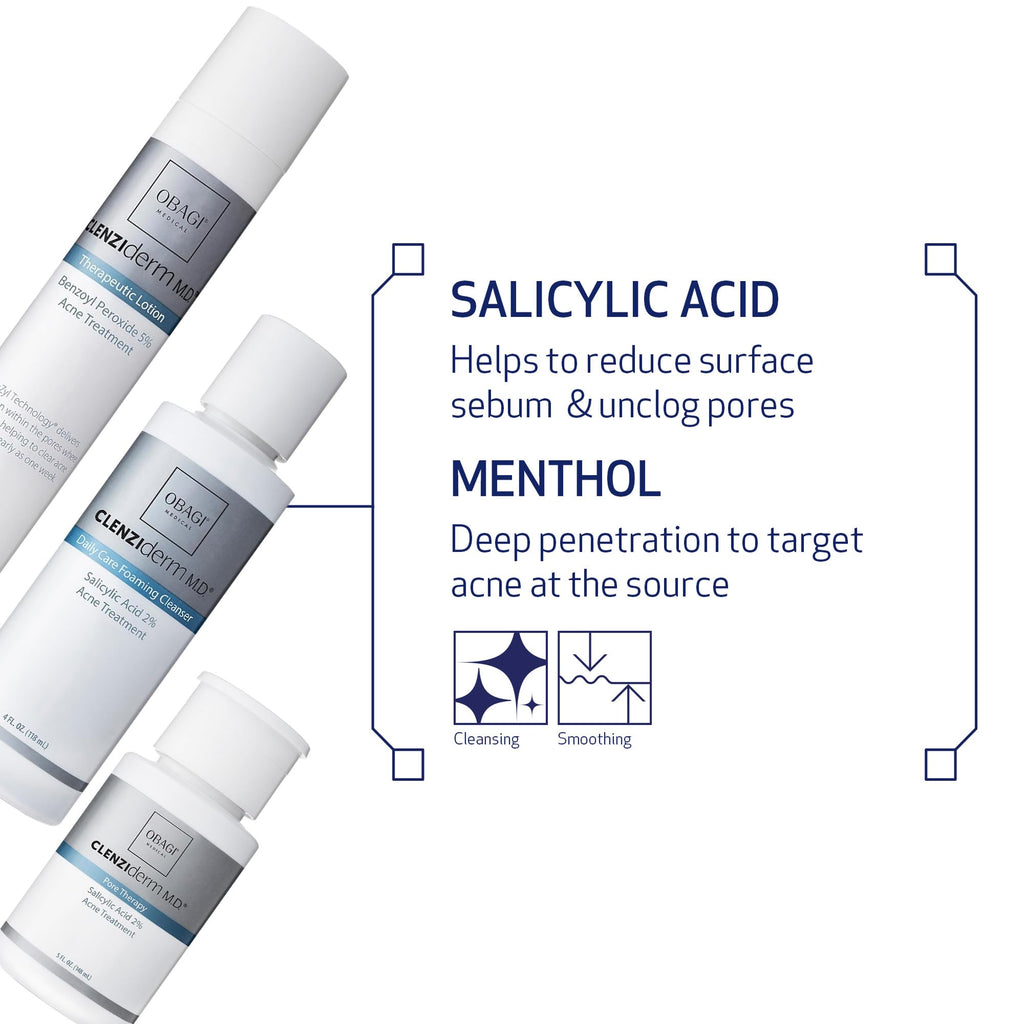 Obagi CLENZIderm M.D. Therapeutic System – 3 Step Acne Treatment with 2% BHA Cleanser, 2% BHA Toner, 5% BPO