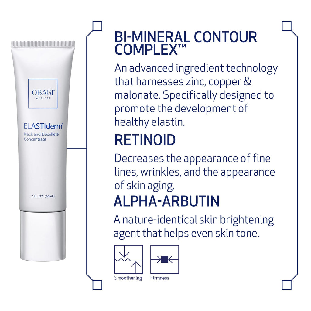 Obagi ELASTIderm Neck & Décolleté Lifting Concentrate – Bi-Mineral Contour Complex, Retinoid & Alpha-Arbutin, 2 oz