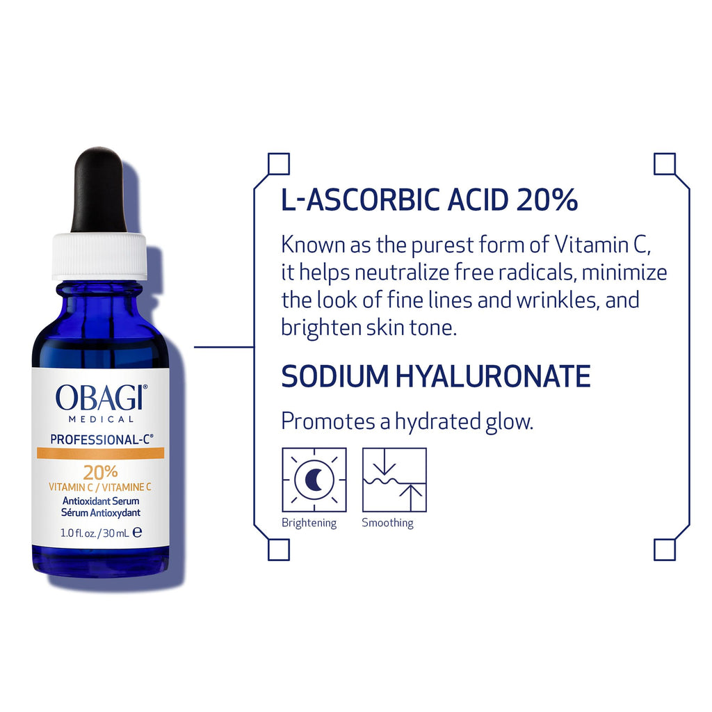 Obagi Medical Professional-C 20% Vitamin C Serum – Brightens Tone & Diminishes Fine Lines – 0.42 oz