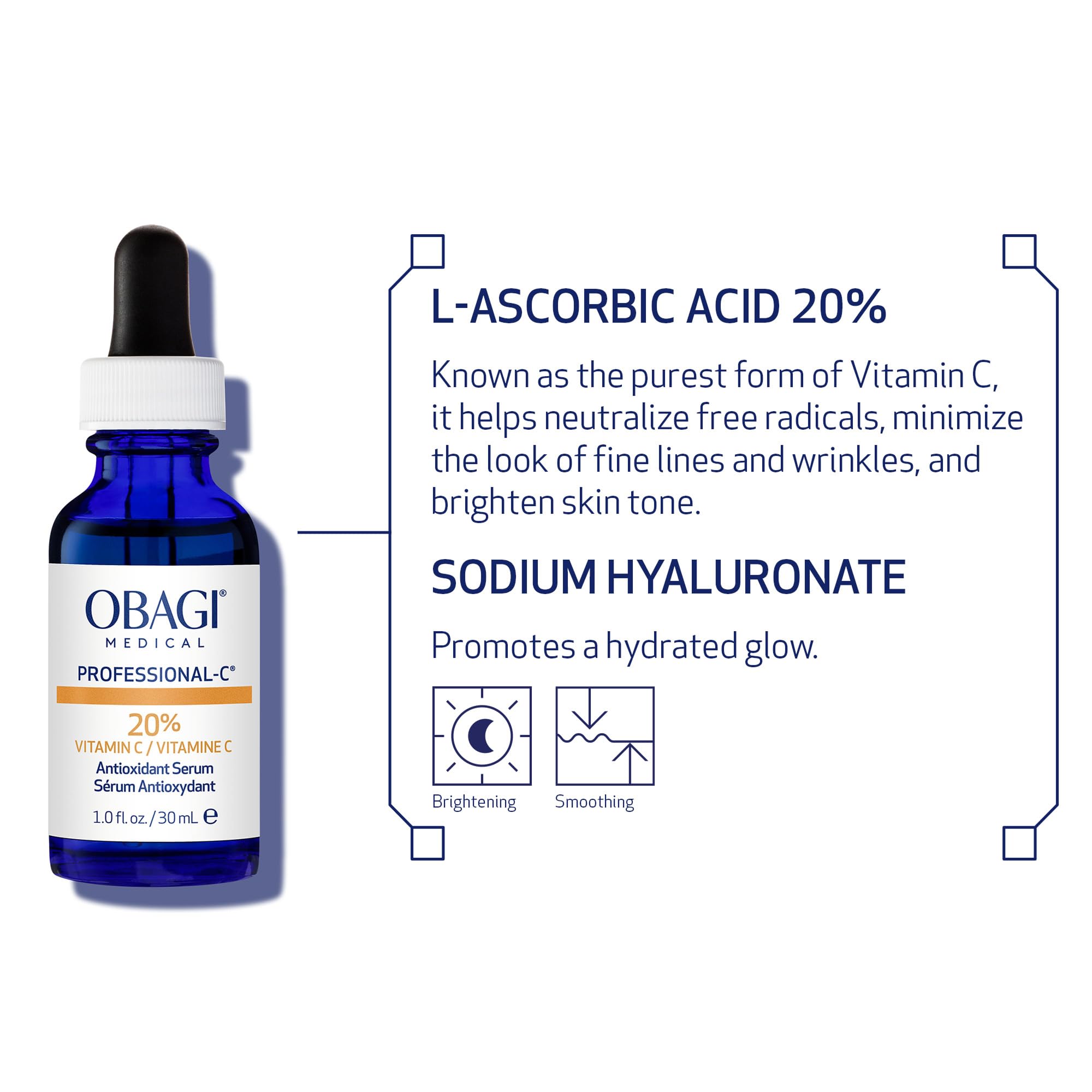 Obagi Medical Professional-C 20% Vitamin C Serum – Brighten Skin Tone & Minimize Fine Lines | 1 oz