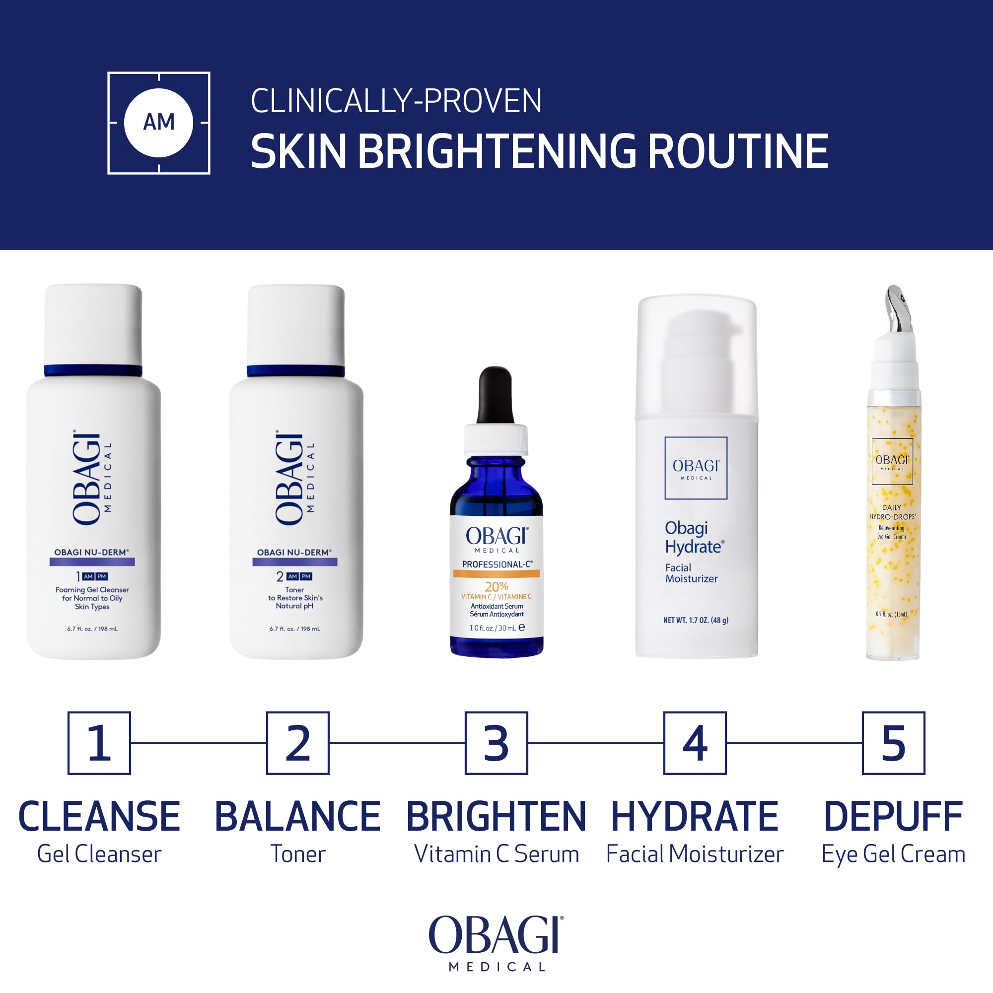 Obagi Medical Professional-C 20% Vitamin C Serum – Brightens Tone & Diminishes Fine Lines – 0.42 oz