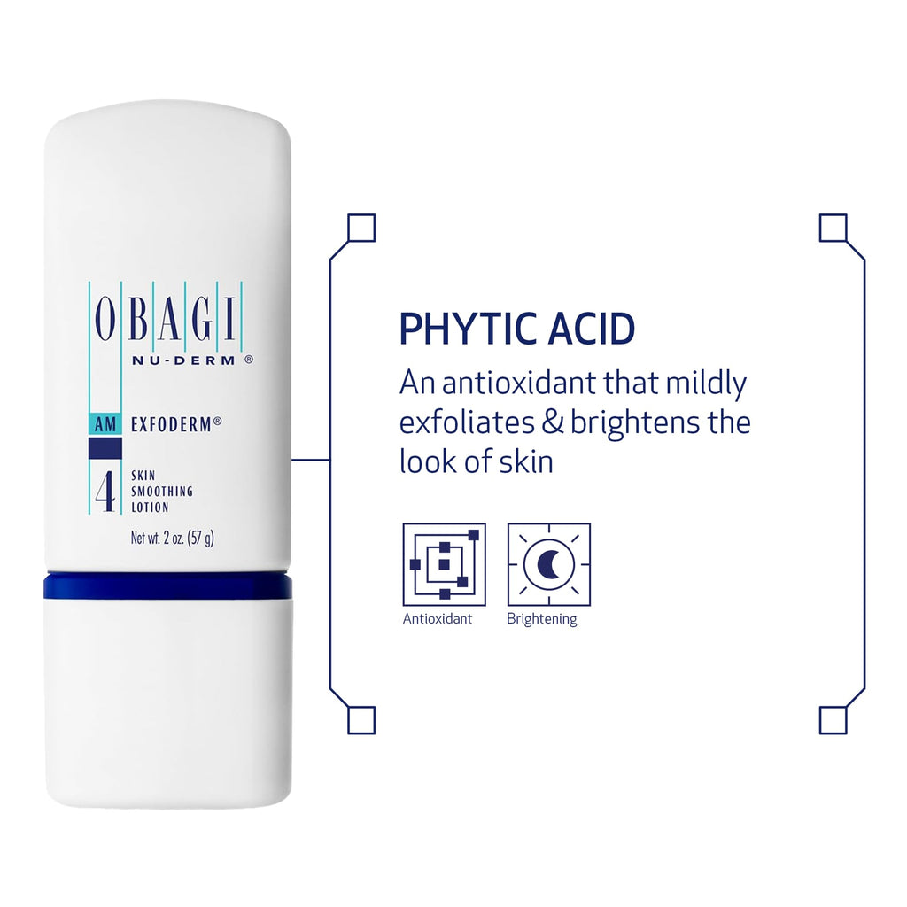 Obagi Nu-Derm Exfoderm – Lightweight Exfoliating Lotion with Phytic Acid for Normal to Dry Skin – 2 oz