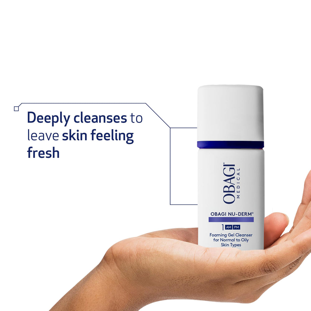 Obagi Nu-Derm Foaming Gel – Gel-Based Cleanser for Normal to Oily & Sensitive Skin (2 oz Travel Size)