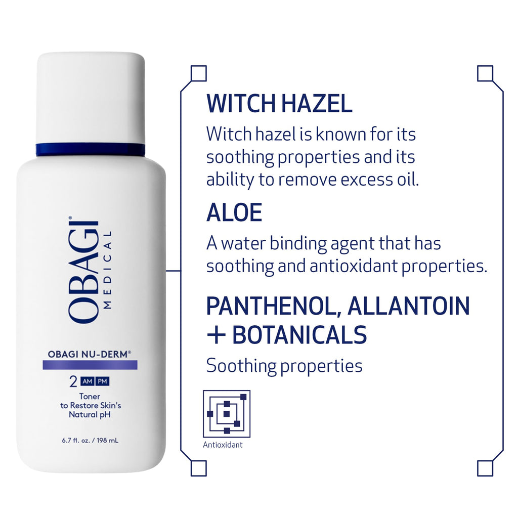 Obagi Nu-Derm Toner – Alcohol-Free Balancing Toner with Witch Hazel & Aloe Vera | 2 x 6.7 oz