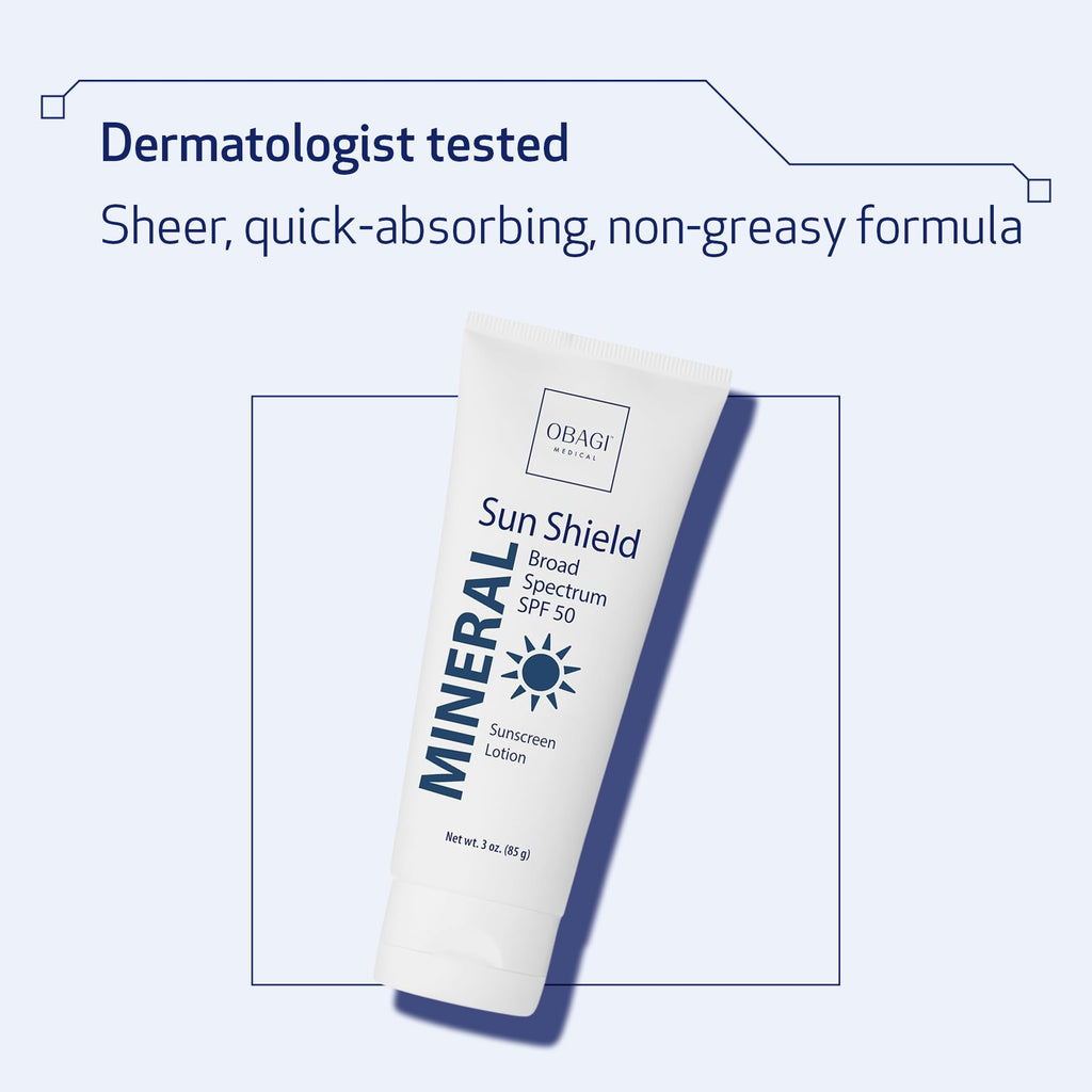 Obagi Medical Sun Shield Mineral Sunscreen SPF 50 – Hypoallergenic, Sheer, Quick-Absorbing (3 oz)