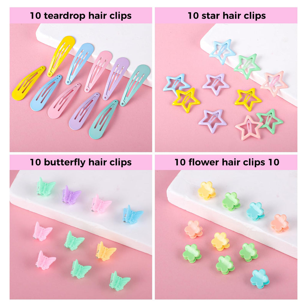 obeoby Colorful Rubber Bands Set – 2020 Pcs Elastic Hair Ties, 5 Styling Tools, 40 Hair Clips, Gift for Daughter