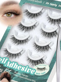 Obeyalash Self-Adhesive Cat Eye Lashes – 5 Pairs, Waterproof, 12mm 6D46