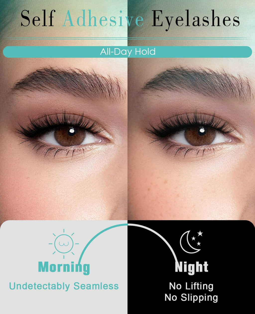 Obeyalash Self Adhesive Eyelashes Cat Eye M877 – 5 Pairs, Waterproof, Glueless with Tweezers