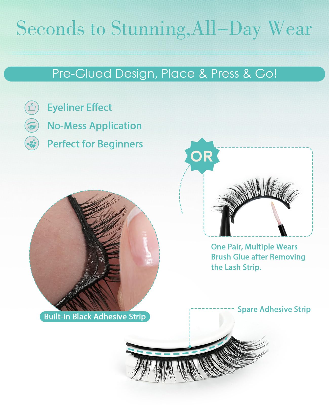 Obeyalash Self Adhesive Eyelashes – Natural Look, 10mm, Waterproof & Quick Apply