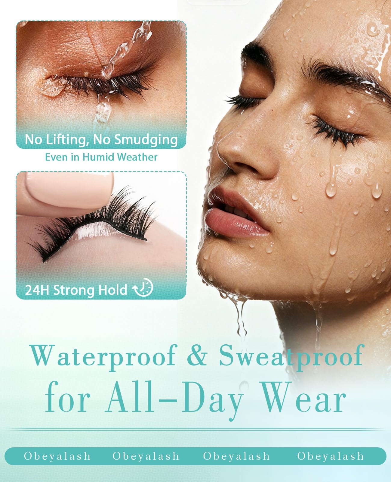 Obeyalash Self Adhesive Eyelashes Cat Eye M877 – 5 Pairs, Waterproof, Glueless with Tweezers