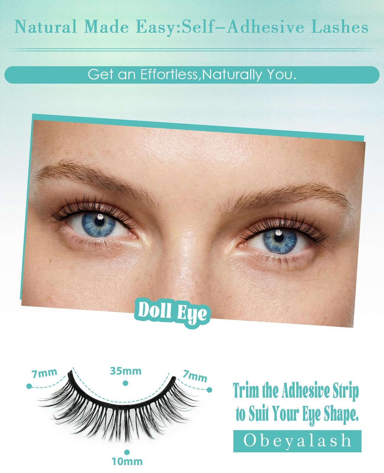 Obeyalash Self Adhesive Eyelashes – Natural Look, 10mm, Waterproof & Quick Apply