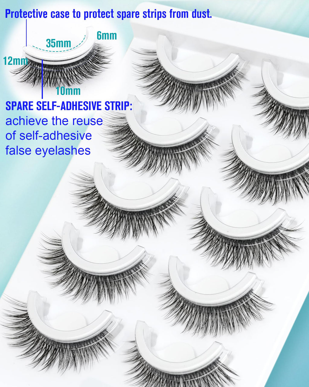 Obeyalash Self-Adhesive Cat Eye Lashes 12mm (6D07) – Waterproof, Glueless, 5 Pairs