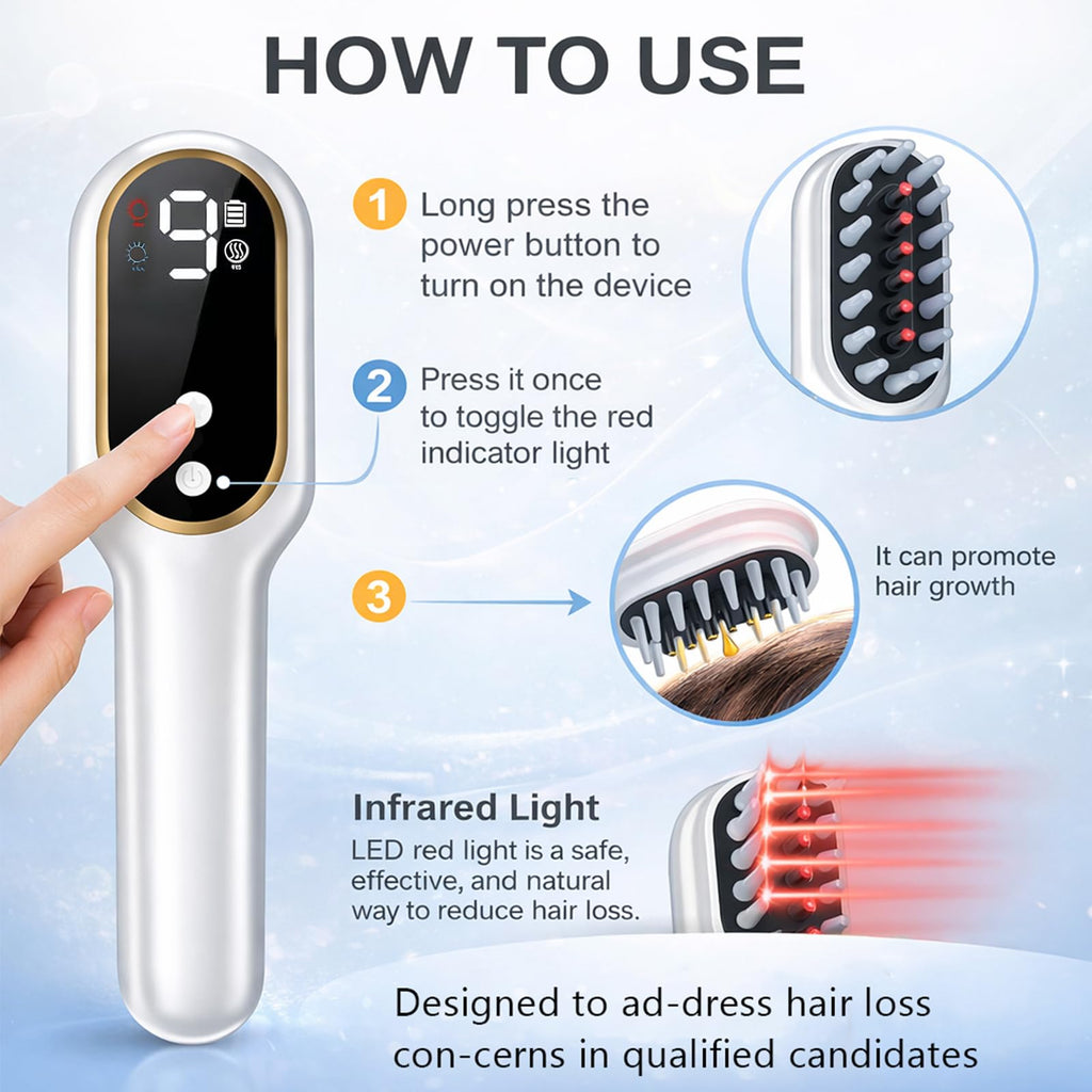 Obiredk Laser Hair Growth Comb - White | At-Home LLLT for Hair Growth