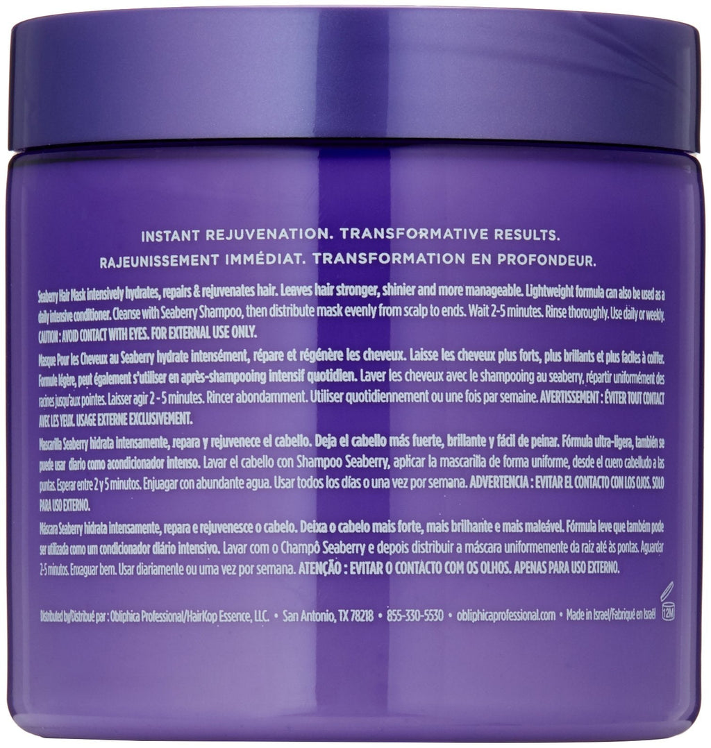 Obliphica Professional Seaberry Mask — Nourishing Hair Treatment for Medium to Coarse Hair
