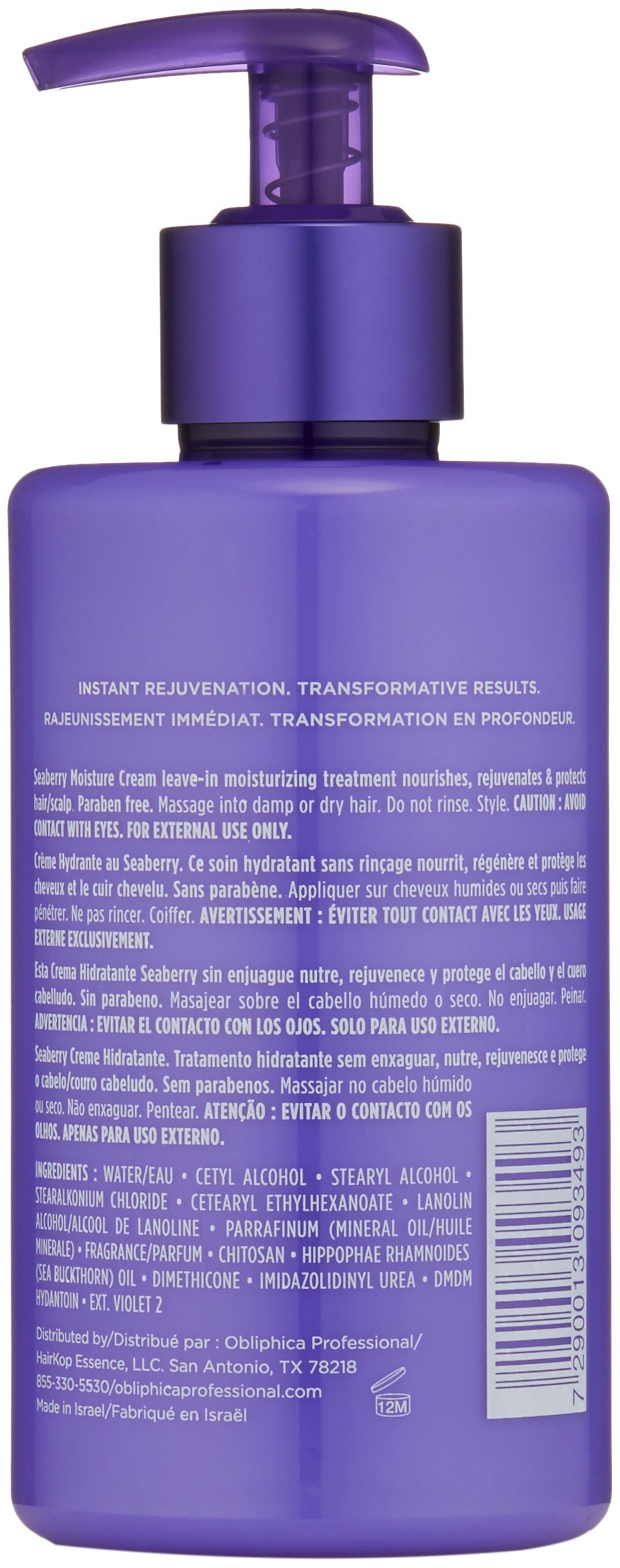 Obliphica Professional Seaberry Leave-In Moisture & Anti-Frizz Cream – 10 Fl Oz