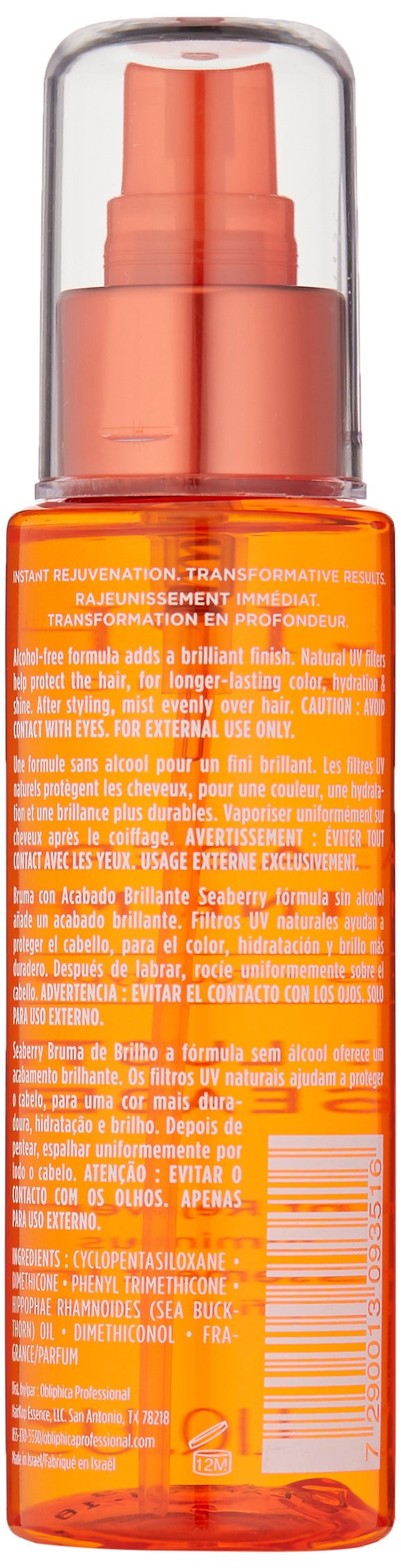 Obliphica Professional Seaberry Shine Mist – Instant Volume & Shine, 3.4 oz