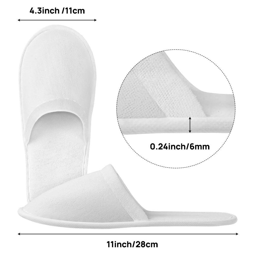 OBMMIRAO 44-Pairs White Disposable Slippers – 6mm EVA Non-Slip, US Size 10/11