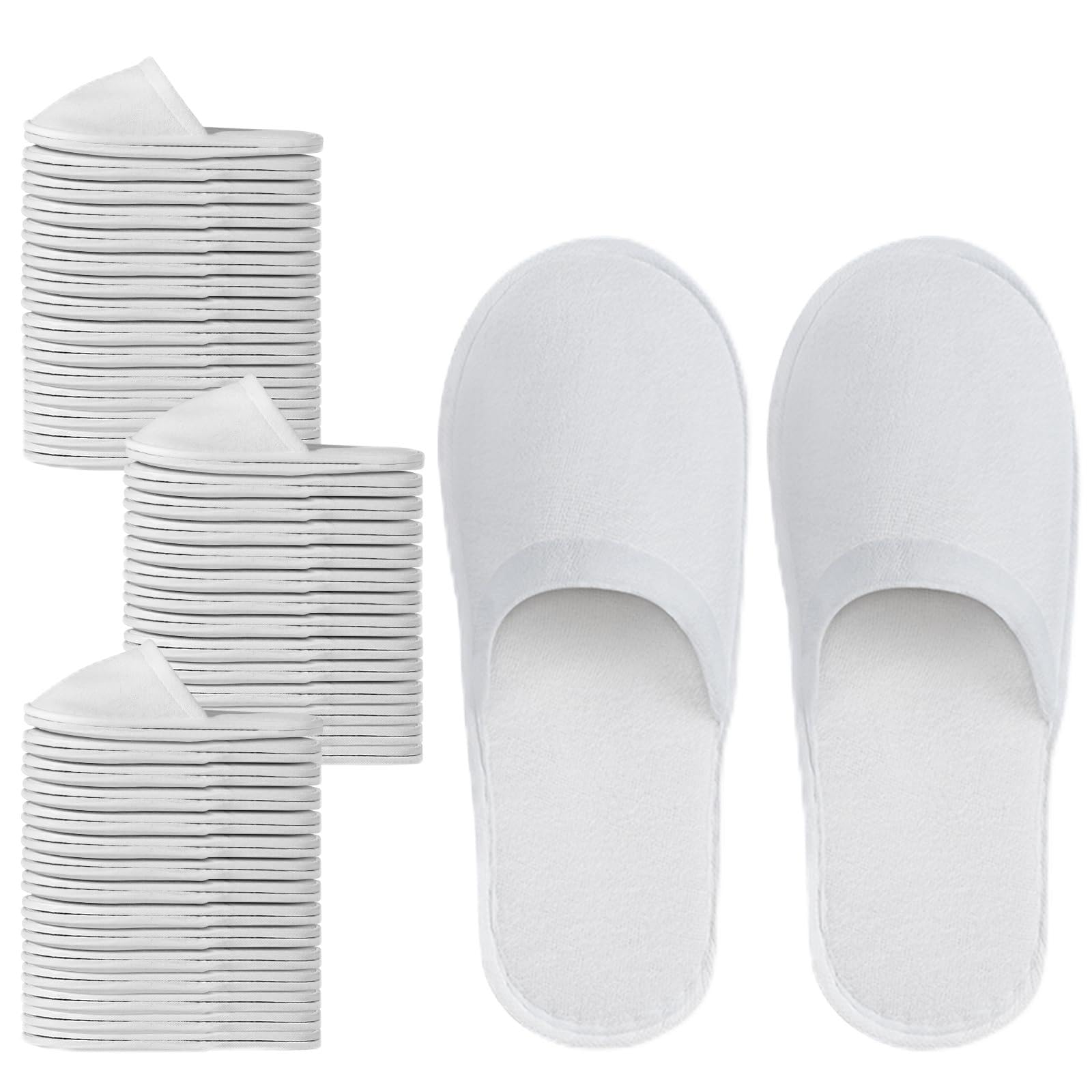OBMMIRAO 44-Pairs White Disposable Slippers – 6mm EVA Non-Slip, US Size 10/11