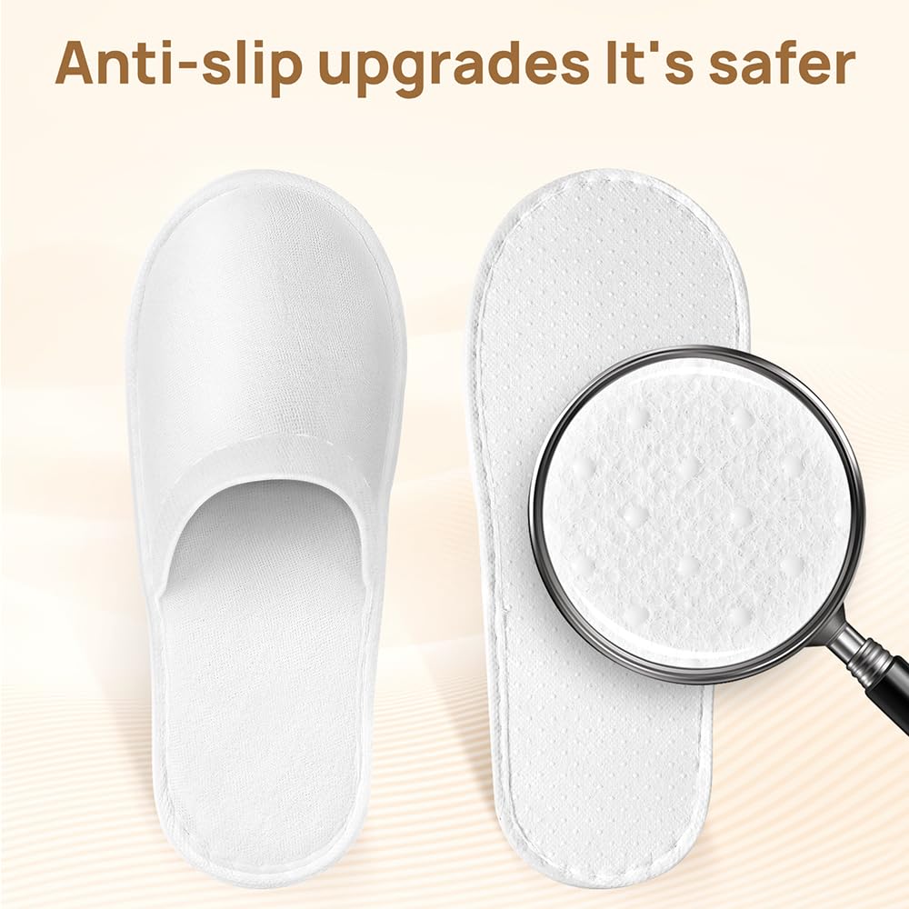 OBMMIRAO 44-Pairs White Disposable Slippers – 6mm EVA Non-Slip, US Size 10/11