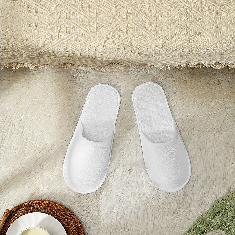 OBMMIRAO 44-Pairs White Disposable Slippers – 6mm EVA Non-Slip, US Size 10/11