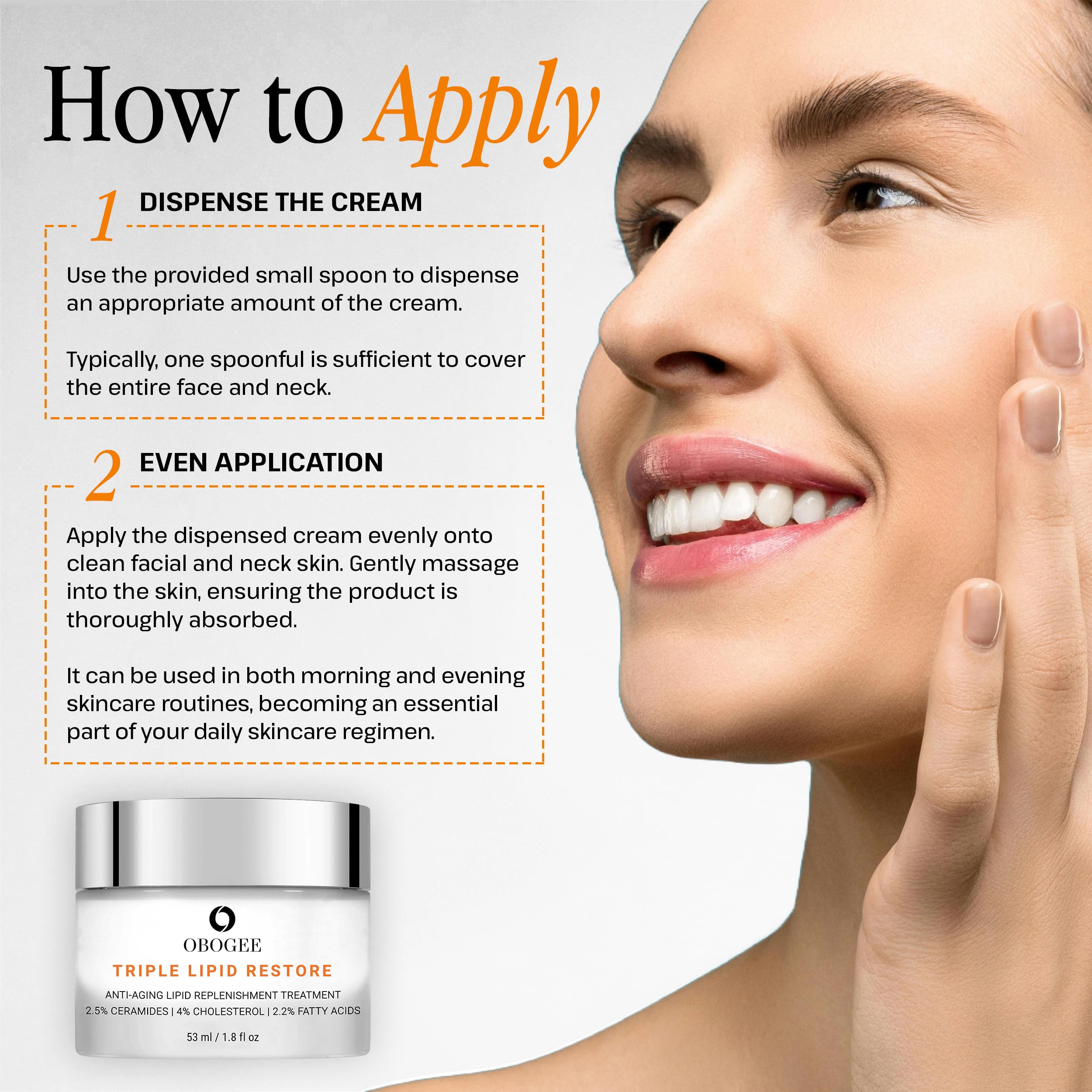 OBOGEE Triple Lipid-Peptide Cream | Firming, Hydration & Anti-Aging Face Moisturizer (53 ml)