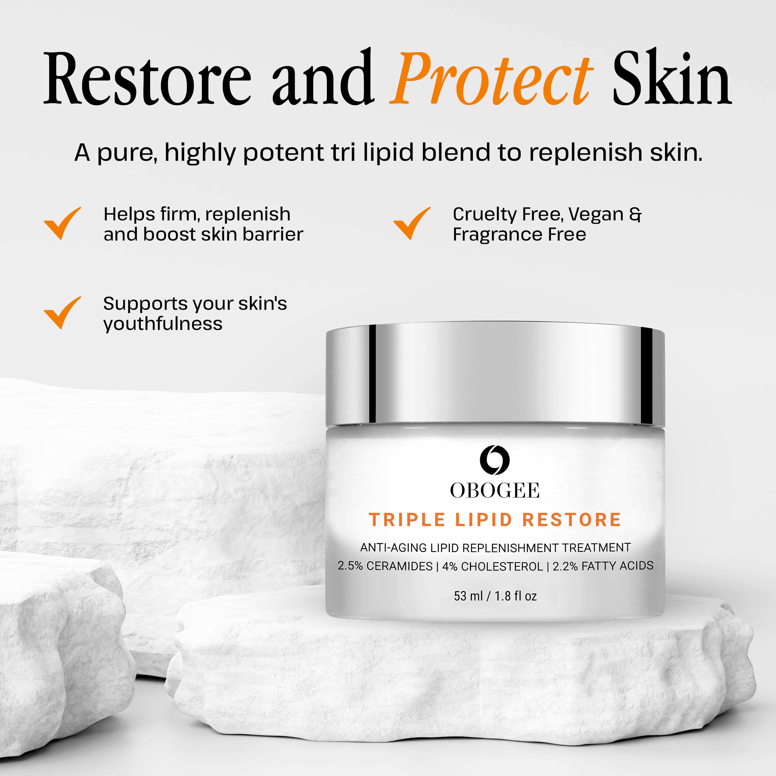 OBOGEE Triple Lipid-Peptide Cream | Firming, Hydration & Anti-Aging Face Moisturizer (53 ml)