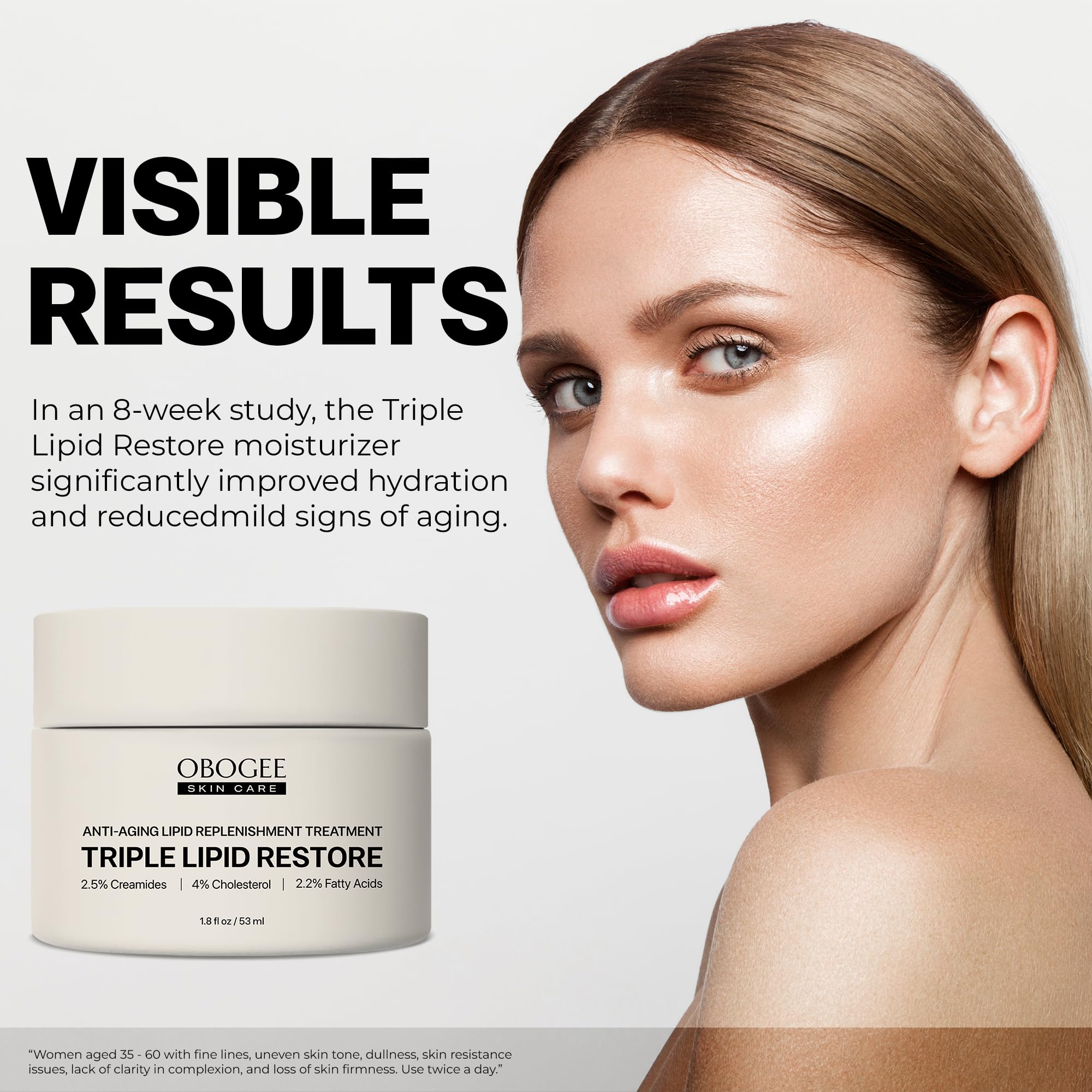 OBOGEE Triple Lipid Restore – Firming Anti-Aging Moisturizer with Ceramides, Peptides & Hyaluronic Acid (53 ml)