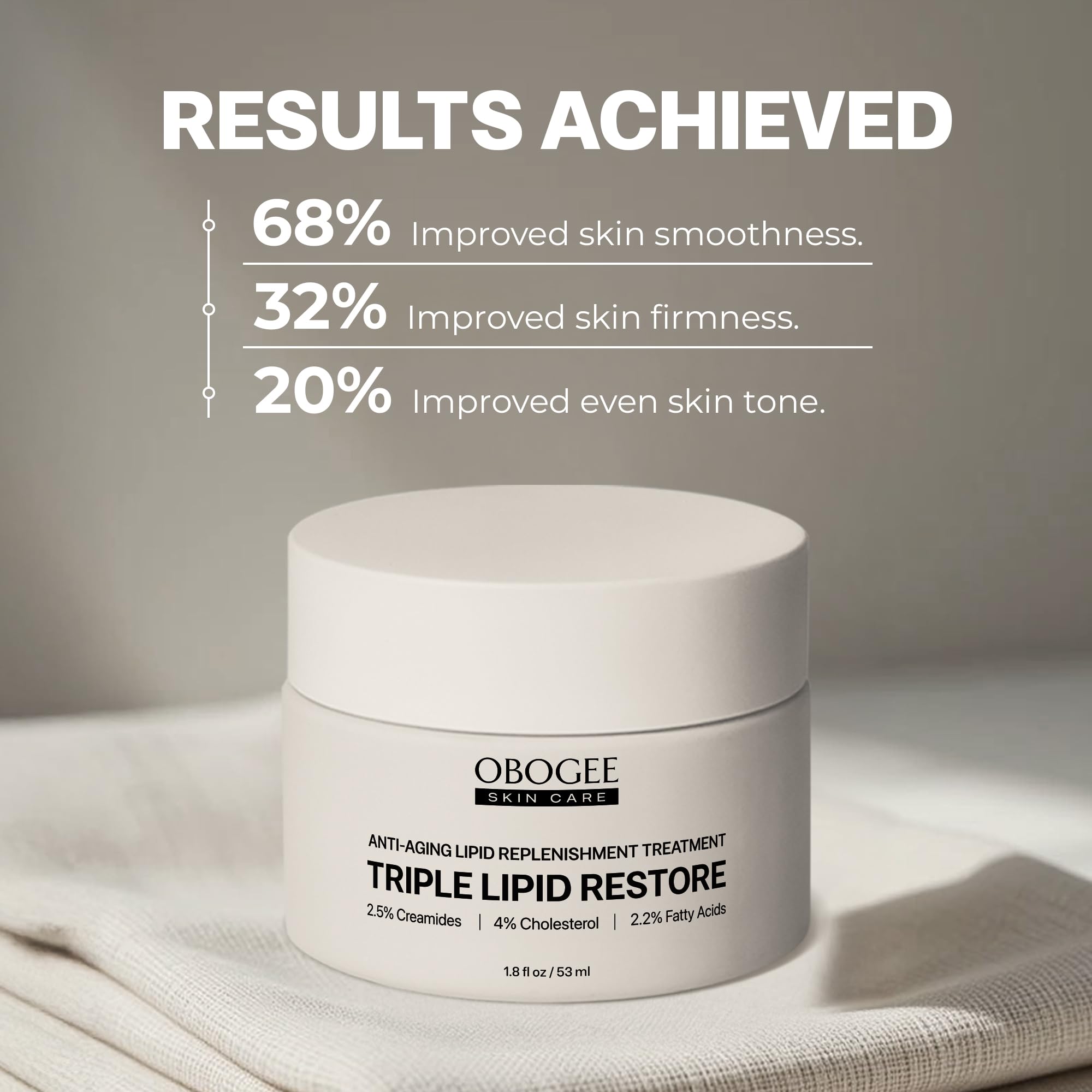 OBOGEE Triple Lipid Restore – Firming Anti-Aging Moisturizer with Ceramides, Peptides & Hyaluronic Acid (53 ml)
