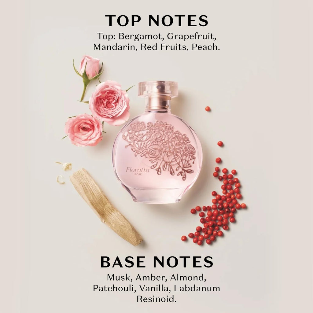 O Boticário Floratta Rose Eau de Toilette – 2.5 oz Long-Lasting Floral Rose