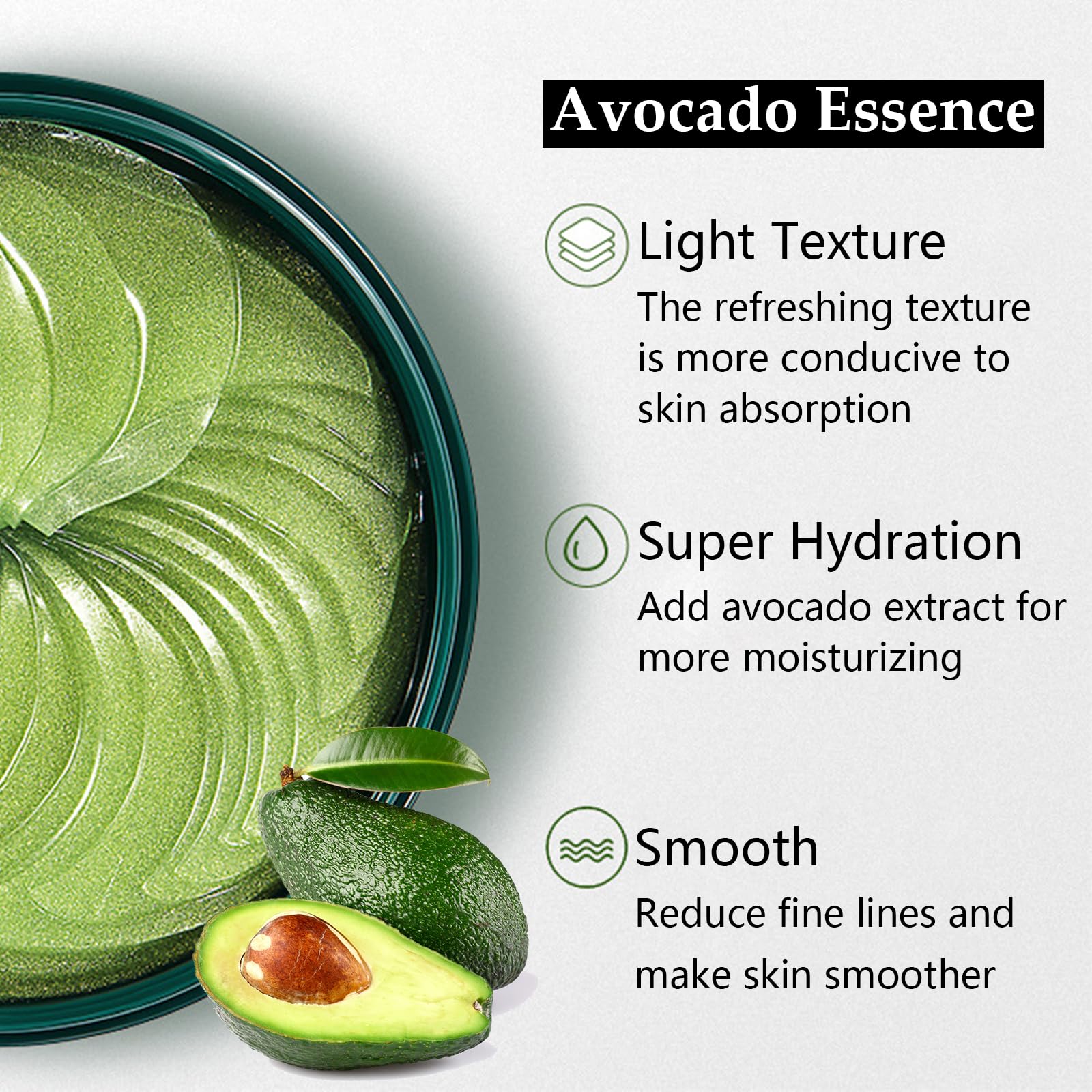 OBRADOYA Zozu Avocado Eye Mask – Hydrating Under-Eye Patches, 60 PCS