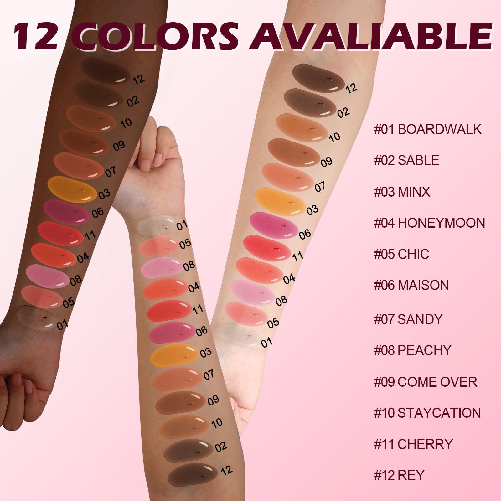 O'CHAIN 12-Color Lip Oil Set | Portable Keychain, High Shine & Hydration