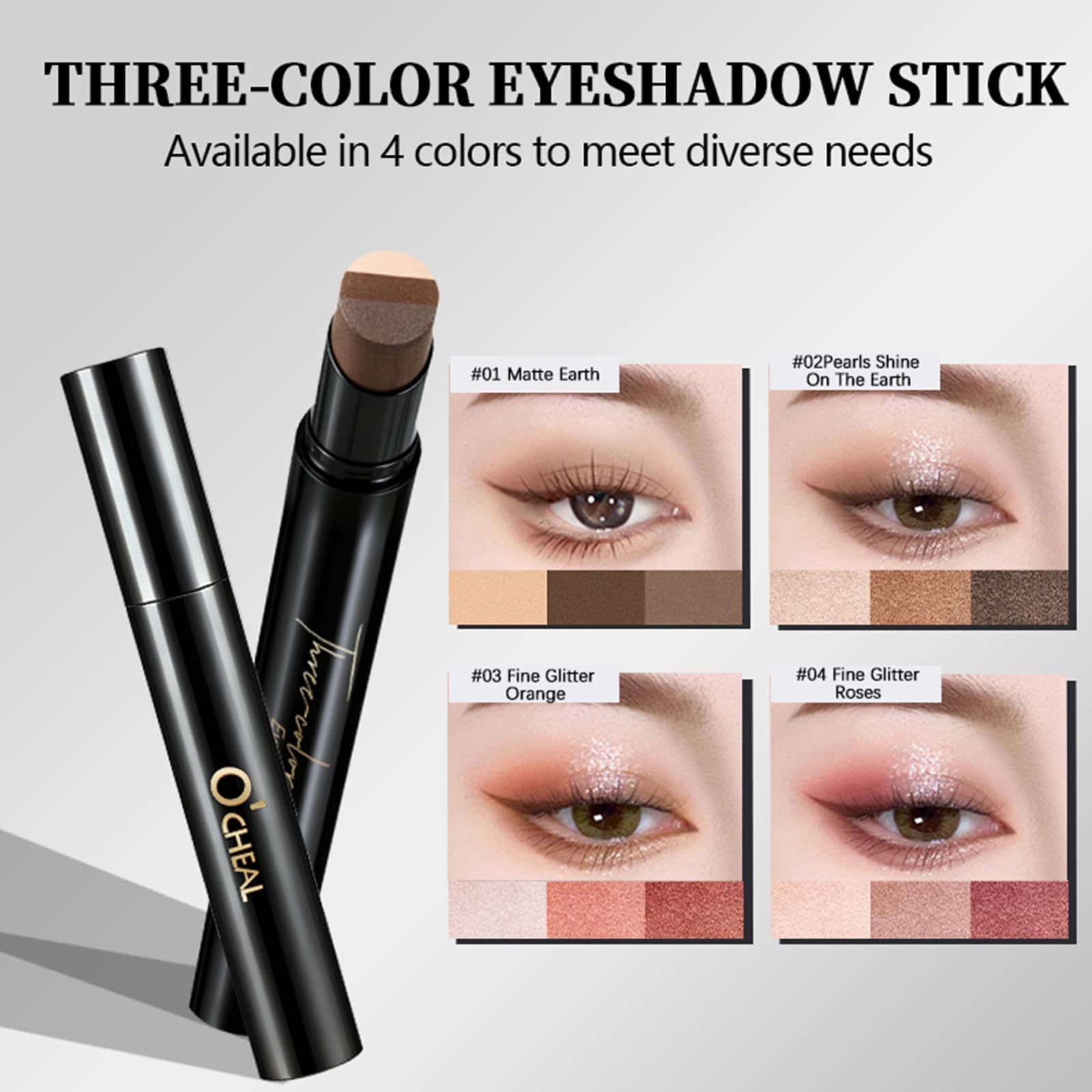 O'CHEAL 4PCS Gradient Eyeshadow Sticks – Matte, Shimmer, Waterproof