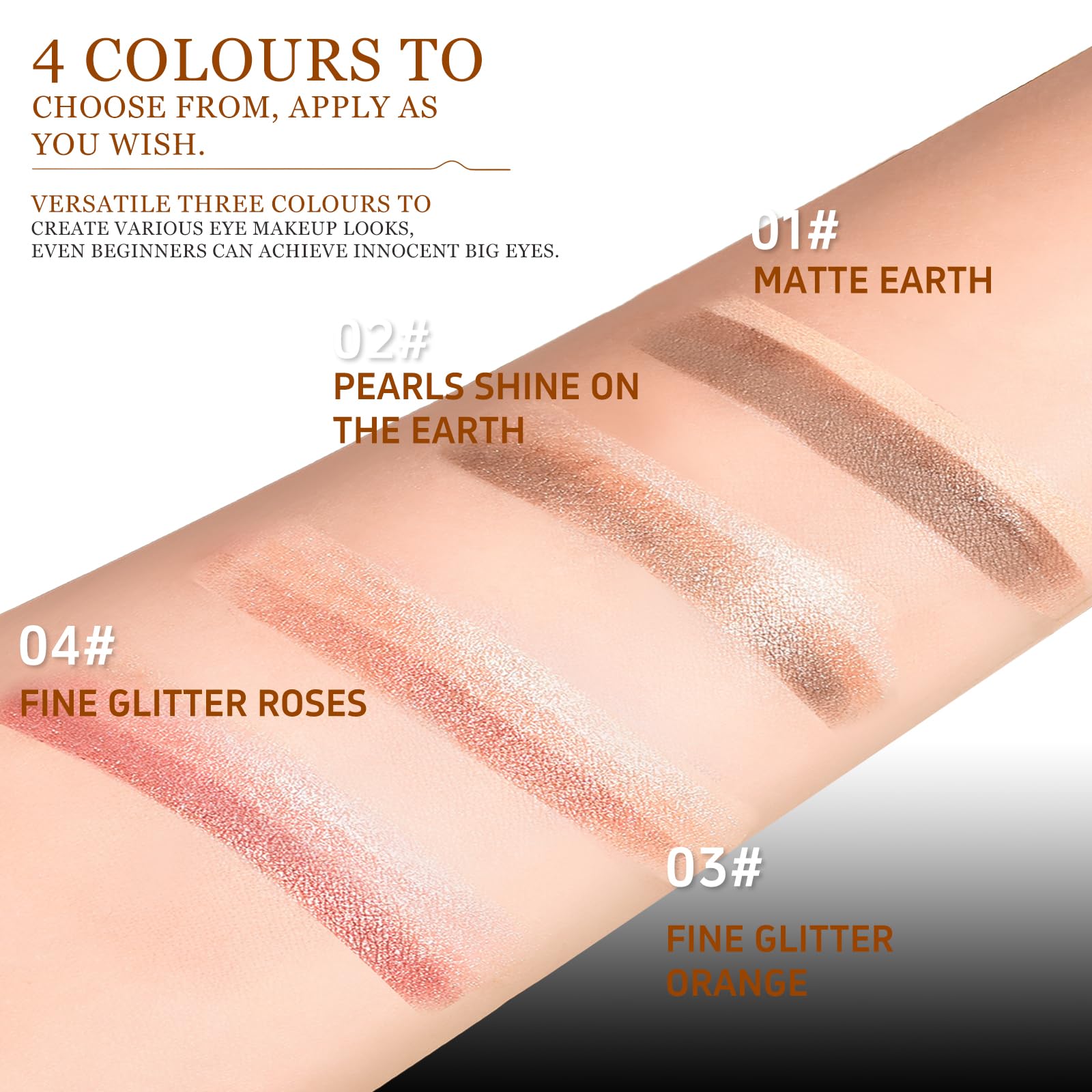 O'CHEAL 4PCS Gradient Eyeshadow Sticks – Matte, Shimmer, Waterproof