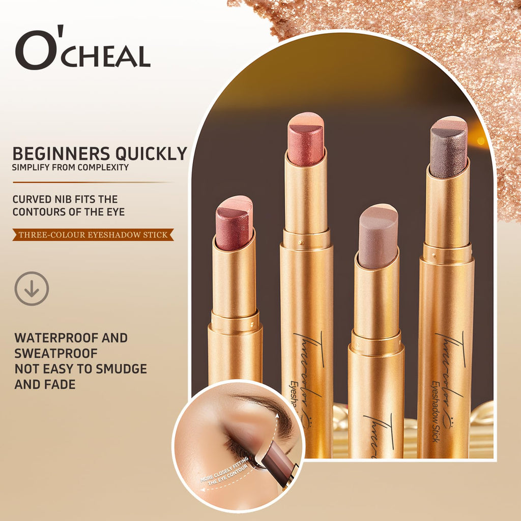 O'CHEAL 4PCS Gradient Eyeshadow Sticks – Waterproof, Long-Lasting, Crease-Proof