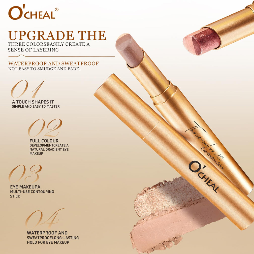 O'CHEAL 4PCS Gradient Eyeshadow Sticks – Waterproof, Long-Lasting, Crease-Proof
